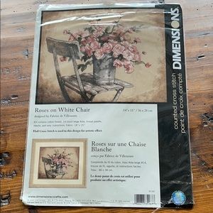Dimensions Roses On White Chair Cross Stitch Kit